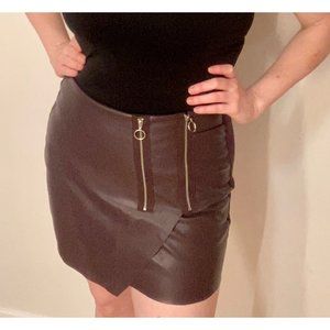 Purple Pleather Mini Skirt with Zippers